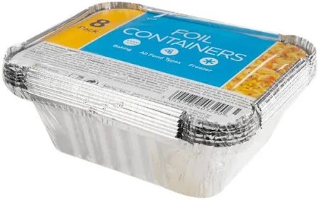 8 pack Aluminium Foil Food Containers & Card Lids